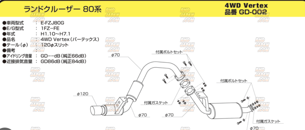 カンチャン Ganador Exhaust Muffler System 4WD Vertex SUS - Land Cruiser